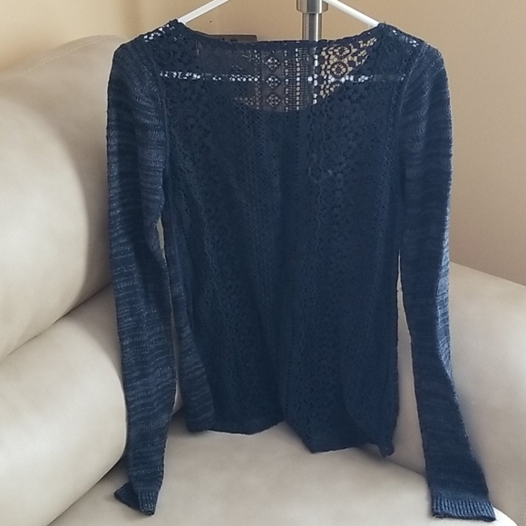 Lace open back navy striped sweater - Picture 2 of 10